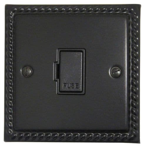 G&H MFB90B Monarch Roped Matt Black 1 Gang Fused Spur 13A Unswitched