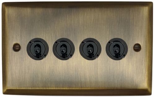 G&H SAB384-FBK Spectrum Plate Antique Brass 4 Gang 2 Way Toggle Light Switch