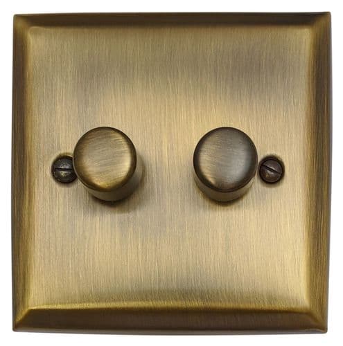G&H SAB522 Spectrum Plate Antique Brass 2 Gang 1 or 2 Way LED Dimmer Switch