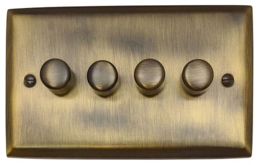 G&H SAB524 Spectrum Plate Antique Brass 4 Gang 1 or 2 Way LED Dimmer Switch