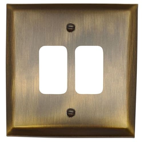 G&H SAB72 Spectrum Plate Antique Brass 2 Gang Grid Plate to suit G&H Grid Modules