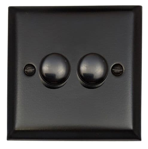 G&H SFB522 Spectrum Plate Matt Black 2 Gang 1 or 2 Way LED Dimmer Switch