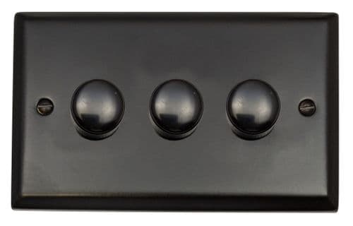 G&H SFB523 Spectrum Plate Matt Black 3 Gang 1 or 2 Way LED Dimmer Switch