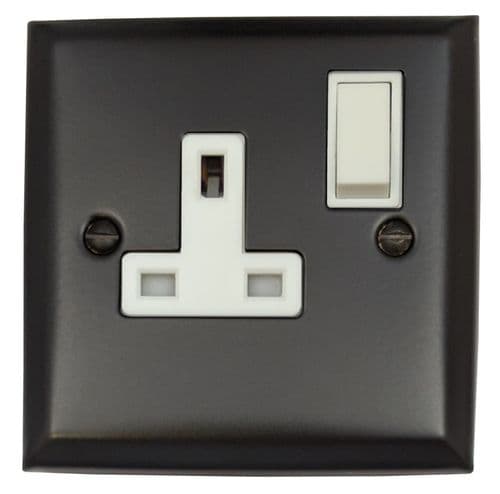 G&H SFB9W Spectrum Plate Matt Black 1 Gang Single 13A Switched Plug Socket