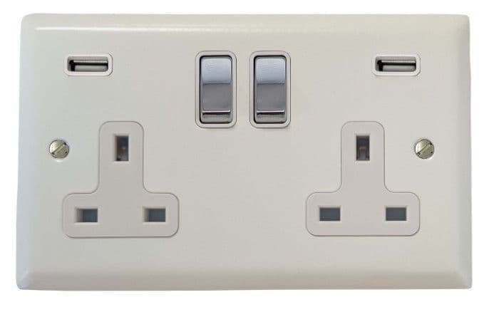 G&H SFW2910-PC Spectrum Plate Matt White 2 Gang Double 13A Switched ...