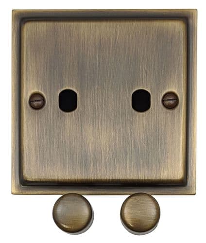 G&H TAB12-PK Trimline Plate Antique Brass 2 Gang Dimmer Plate Only inc Dimmer Knobs