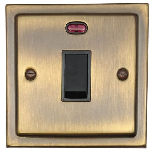 G&H TAB26B Trimline Plate Antique Brass 1 Gang 20 Amp Double Pole Switch & Neon