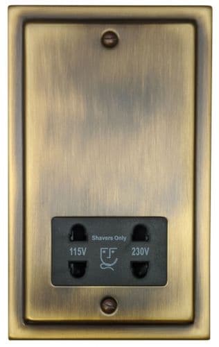 G&H TAB30B Trimline Plate Antique Brass Dual Voltage Shaver Socket 115-230V