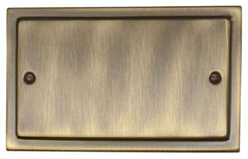 G&H TAB32 Trimline Plate Antique Brass 2 Gang Double Blank Plate