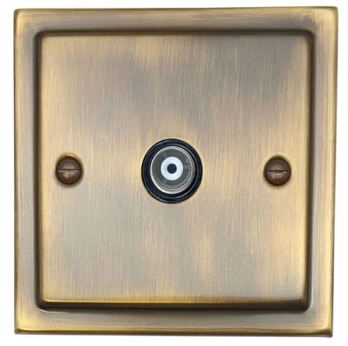 G&H TAB35B Trimline Plate Antique Brass 1 Gang TV Coax Socket Point