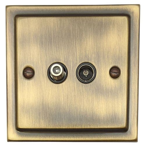 G&H TAB38B Trimline Plate Antique Brass 1 Gang TV Coax & Satellite Socket Point