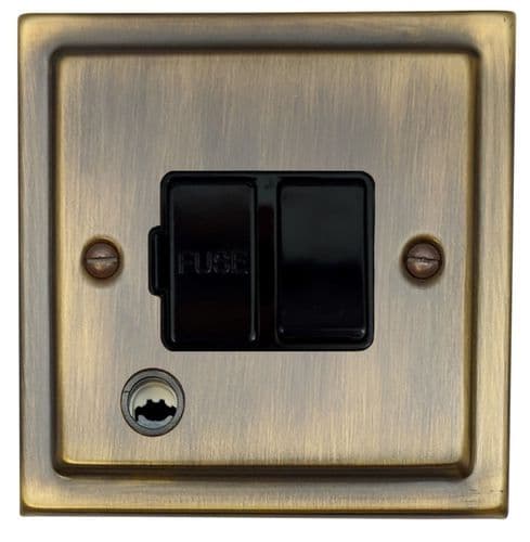 G&H TAB56B Trimline Plate Antique Brass 1 Gang Fused Spur 13A Switched & Flex Outlet