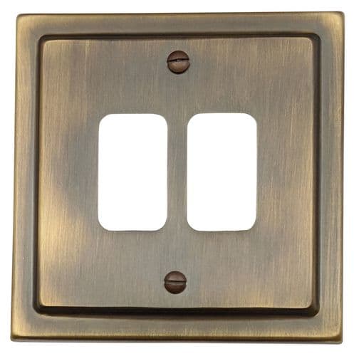 G&H TAB72 Trimline Plate Antique Brass 2 Gang Grid Plate to suit G&H Grid Modules