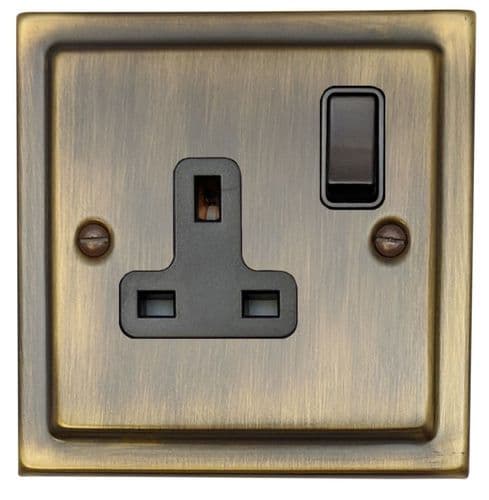 G&H TAB9B Trimline Plate Antique Brass 1 Gang Single 13A Switched Plug Socket
