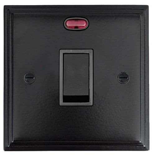 G&H VFB26B Victorian Plate Matt Black 1 Gang 20 Amp Double Pole Switch & Neon
