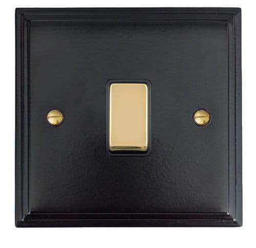 G&H VFB301-PB Victorian Plate Matt Black 1 Gang 1 or 2 Way Rocker Light Switch