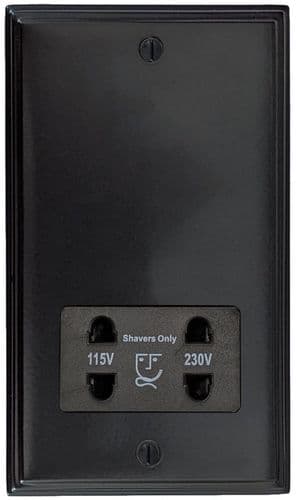 G&H VFB30B Victorian Plate Matt Black Dual Voltage Shaver Socket 115-230V