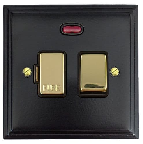 G&H VFB327-PB Victorian Plate Matt Black 1 Gang Fused Spur 13A Switched & Neon