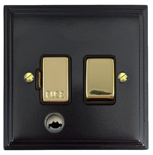 G&H VFB356-PB Victorian Plate Matt Black 1 Gang Fused Spur 13A Switched & Flex Outlet
