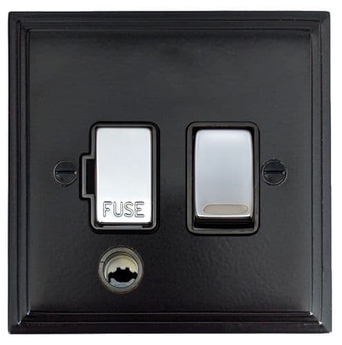 G&H VFB356-PC Victorian Plate Matt Black 1 Gang Fused Spur 13A Switched & Flex Outlet