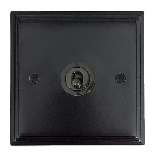 G&H VFB381-BN Victorian Plate Matt Black 1 Gang 2 Way Toggle Light Switch