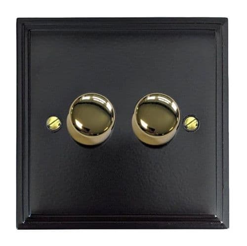 G&H VFB522-PB Victorian Plate Matt Black 2 Gang 1 or 2 Way LED Dimmer Switch