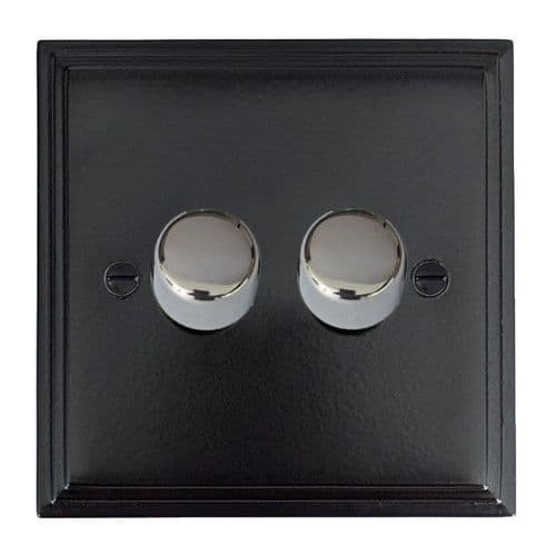 G&H VFB522-PC Victorian Plate Matt Black 2 Gang 1 or 2 Way LED Dimmer Switch