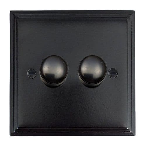 G&H VFB522 Victorian Plate Matt Black 2 Gang 1 or 2 Way LED Dimmer Switch