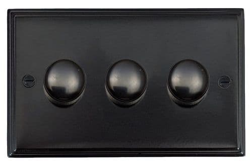 G&H VFB523 Victorian Plate Matt Black 3 Gang 1 or 2 Way LED Dimmer Switch