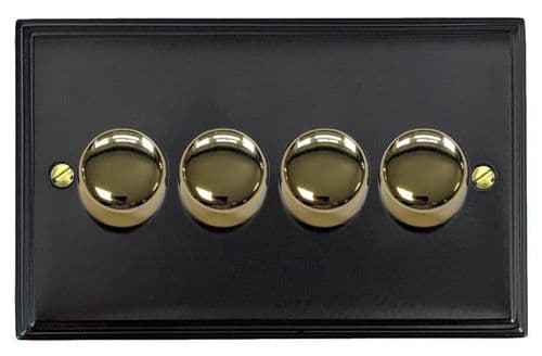 G&H VFB524-PB Victorian Plate Matt Black 4 Gang 1 or 2 Way LED Dimmer Switch