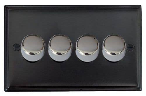 G&H VFB524-PC Victorian Plate Matt Black 4 Gang 1 or 2 Way LED Dimmer Switch