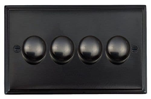 G&H VFB524 Victorian Plate Matt Black 4 Gang 1 or 2 Way LED Dimmer Switch