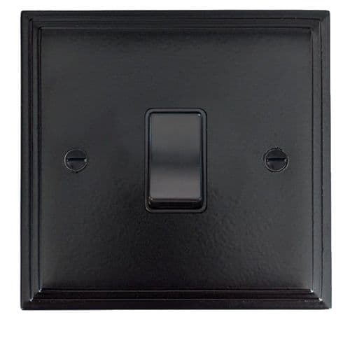 G&H VFB5B Victorian Plate Matt Black 1 Gang Intermediate Rocker Light Switch