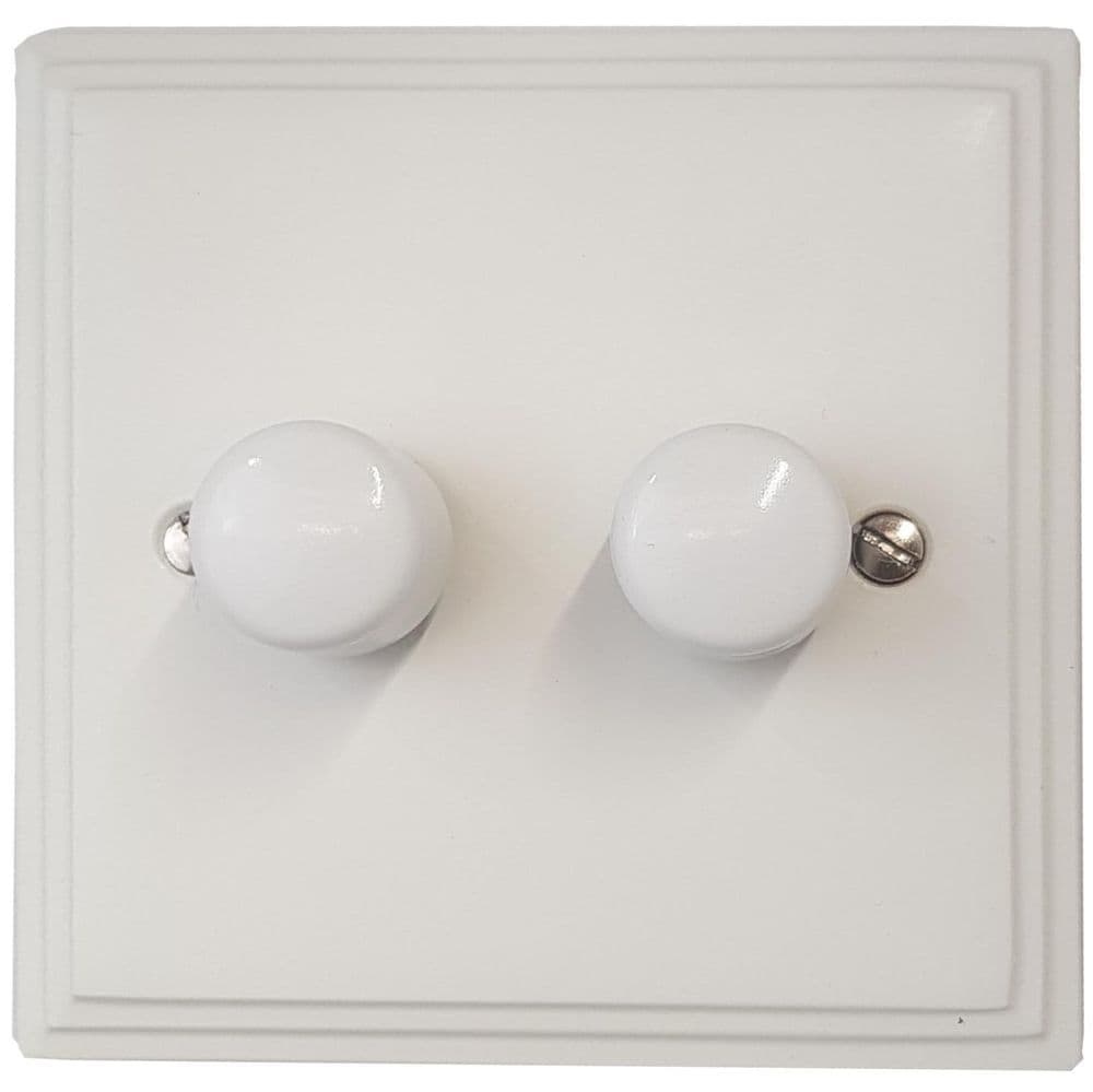 G&H VW522-W Victorian Plate Matt White 2 Gang 1 or 2 Way LED Dimmer Switch