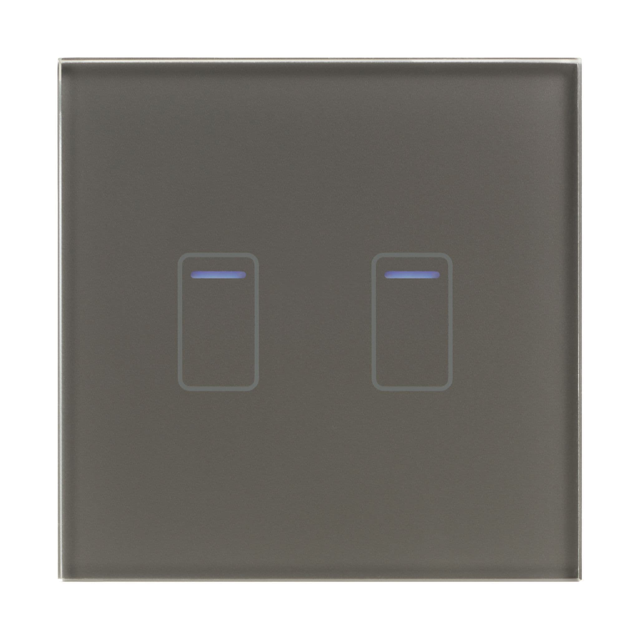 RetroTouch 2 Gang Grey Glass WiFi Touch Switch 01457