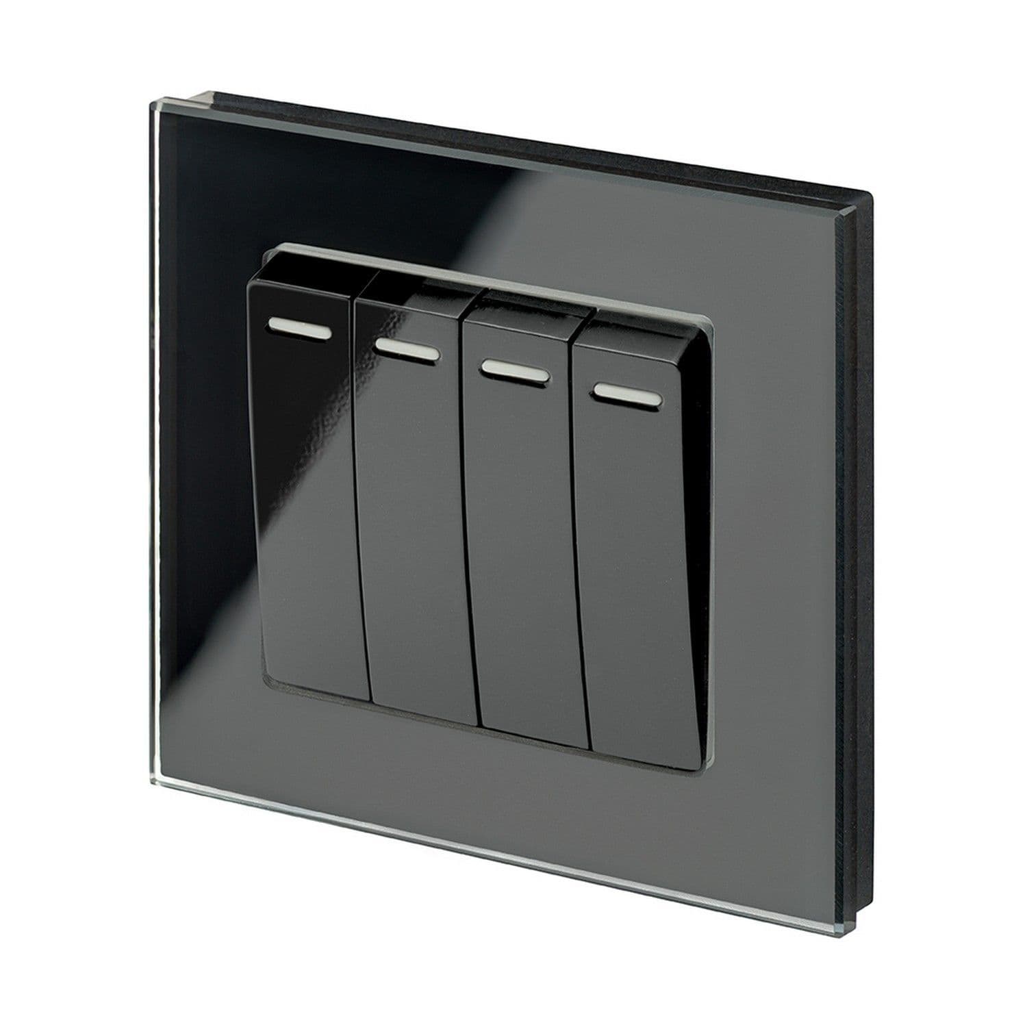 RetroTouch 4 Gang 1 or 2 Way 10A Rocker Light Switch Black