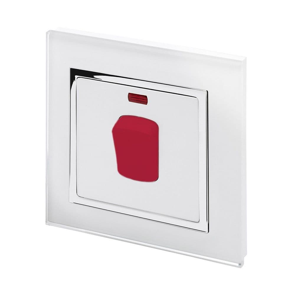 RetroTouch 45 Amp Double Pole Cooker Switch White Glass CT 01710