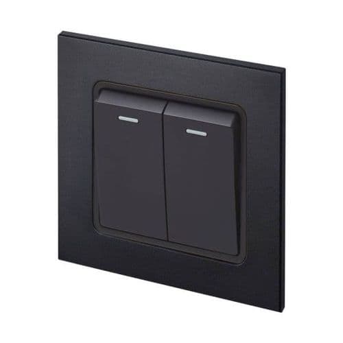 Retrotouch Aura MM11MB-R2RB 2 Gang 1 Way Retractive Switch  - Matt Black