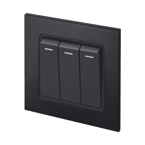 Retrotouch Aura MM11MB-R32B 3 Gang Rocker Light Switch  - Matt Black