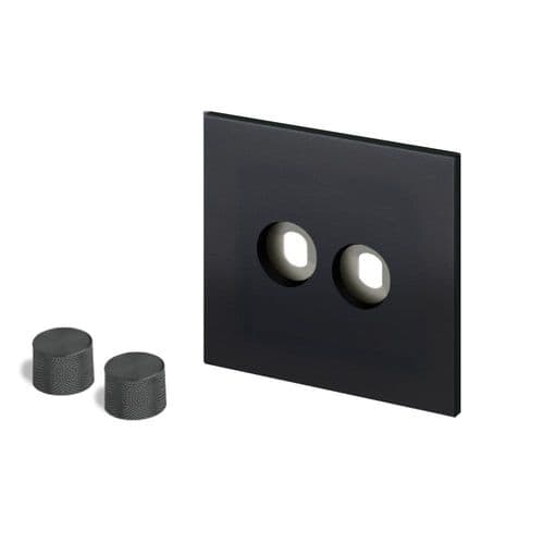 Retrotouch Aura MM16MB-D22B-BN Dimmer Plate 2 Gang with Nickel Knobs - Matt Black