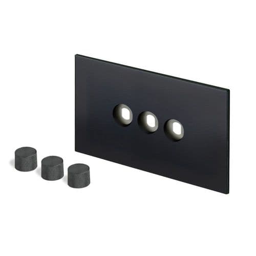 Retrotouch Aura MM28MB-D32B-BN Dimmer Plate 3 Gang with Nickel Knobs - Matt Black