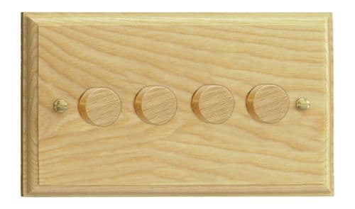 Varilight HK44A Kilnwood Ash 4 Gang 2-Way Push-On/Off Dimmer 40-250W V-Dim