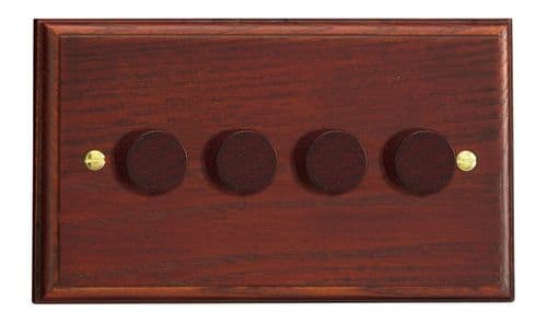Varilight HK44M Kilnwood Mahogany 4 Gang 2-Way Push-On/Off Dimmer 40-250W V-Dim