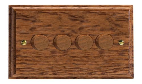 Varilight HK44MO Kilnwood Medium Oak 4 Gang 2-Way Push-On/Off Dimmer 40-250W V-Dim