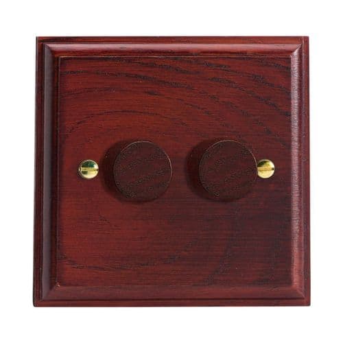 Varilight HK4M Kilnwood Mahogany 2 Gang 2-Way Push-On/Off Dimmer 40-250W V-Dim