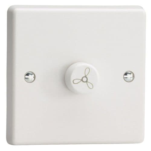 Varilight HQ10W White Plastic 1 Gang 1-Way Rotary Fan Regulator 40-250W