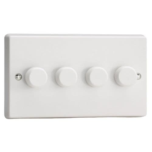 Varilight HQ44W White Plastic 4 Gang 2-Way Push-On/Off Dimmer 40-250W V-Dim