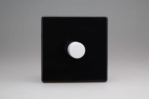 Varilight JDLP401WS Screwless Premium Black 1-Gang 2W V-Pro Push On/Off Rotary LED Dimmer 0-120W