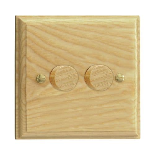 Varilight JK2A Kilnwood Ash 2 Gang 2-Way Push-On/Off LED Dimmer 0-120W V-Pro