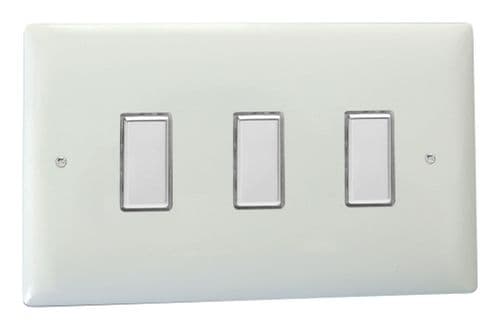Varilight JOT103C Value Polar White 3 Gang V-Pro Multi-Way Touch Master LED Dimmer 0-100W
